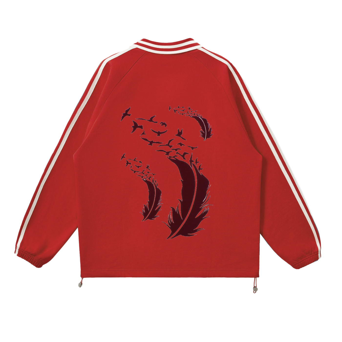 Contrast Striped Lapel Collar Sweatshirt