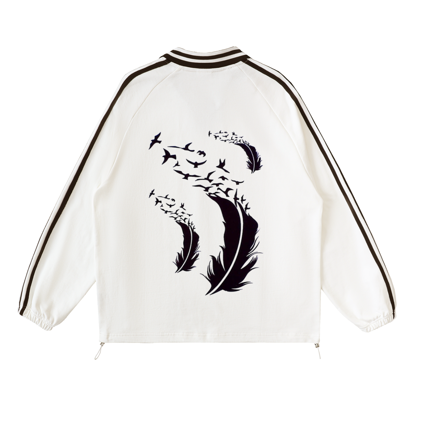 Contrast Striped Lapel Collar Sweatshirt